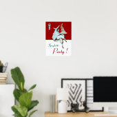 SPAGHETTIPARTY, ITALIAANSE KEUKEN ,rood groen wit Poster (Thuiskantoor)