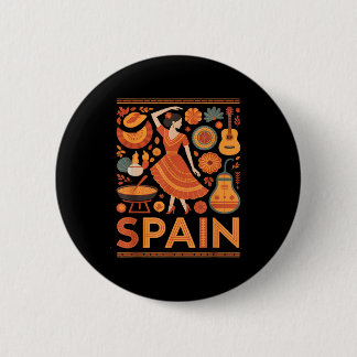 Spain funny spanish culture flamenco guitar paella ronde button 5,7 cm