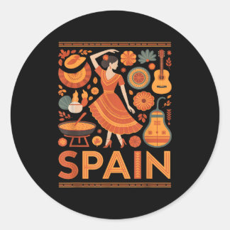 Spain funny spanish culture flamenco guitar paella ronde sticker