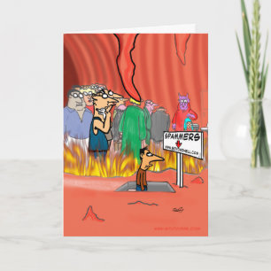 Spammer in Hell Cartoon - Funny Birthday Kaart