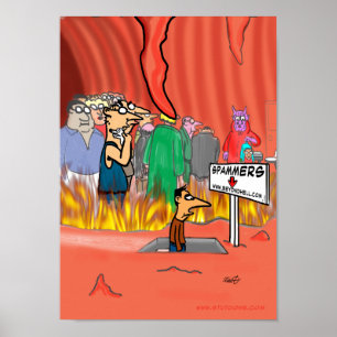 Spammer in Hell Cartoon - Grappig Poster