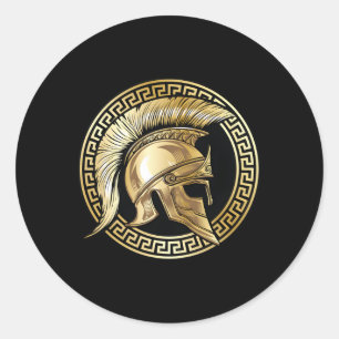 Span Helm Gouden Gladiator Spa Griekse Gym Workout Ronde Sticker