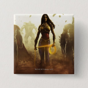 Spandoek: Harley, Wonder Woman, Flash Vierkante Button 5,1 Cm