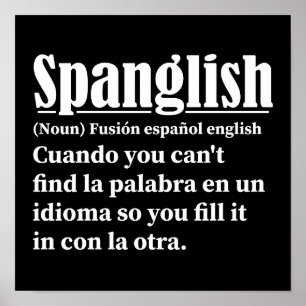 Spanglish Funny Definition Spaans Engels Poster