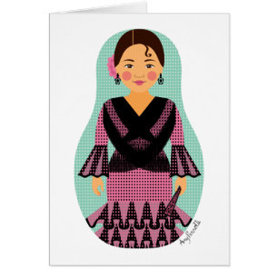 Spaniard Pink Dress Matryoshka Kaart