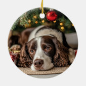 Spaniel Christmas Keramisch Ornament (Achterkant)