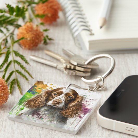 Spaniel Dog Sleutelhanger (Voorkant Rechts)
