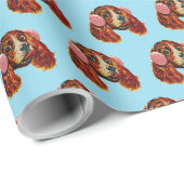 Spaniel met roze oorbeschermers cadeaupapier (Rol Hoek)
