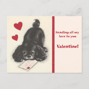Spaniel Puppy Dog Valentijn 1950 Briefkaart