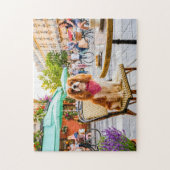 Spaniel staduitstap bij terras legpuzzel (Verticaal)