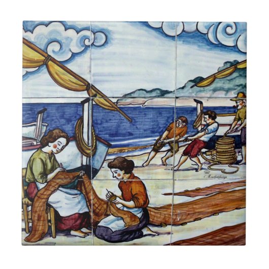 Spanische Fliese Fischer Tegeltje (Voorkant)