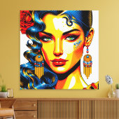 Spanische Schönheit - Pop Farben Portrait Canvas Afdruk (Insitu (Woonkamer))