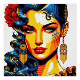 Spanische Schönheit - Pop Farben Portrait Perfect Poster