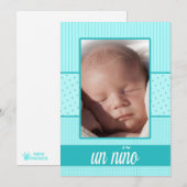 spanish Baby Boy Birth koninklijke bekendmaking Aankondiging (Voorkant / Achterkant)
