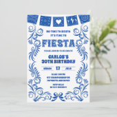 Spanish Blue Talavera Birthday Fiesta Kaart (Staand voorkant)