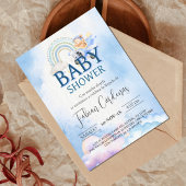 Spanish Boy Baby shower Teddybeer Vliegtuig Blauw Kaart