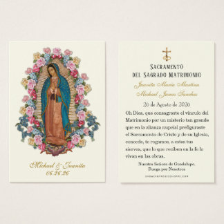 Spanish Catholic Guadalupe Wedding Holy Card Visitekaartje