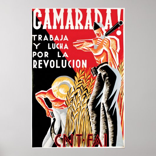 Spanish Civil War Poster Comrade! Work and fight (Devant)