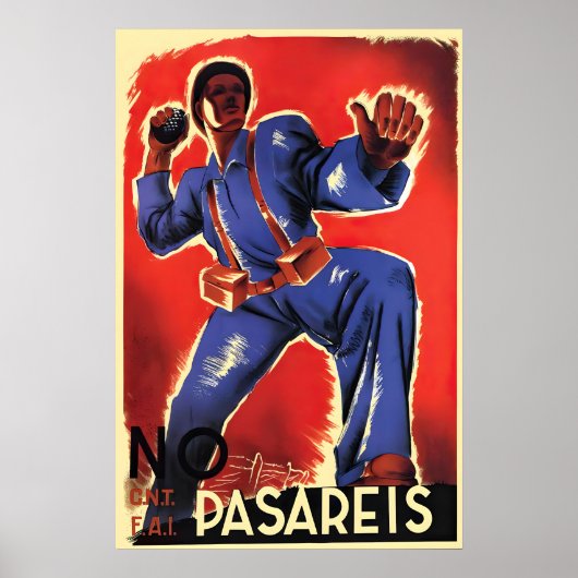 Spanish Civil War Poster No Pasareis No Pasaran (Devant)