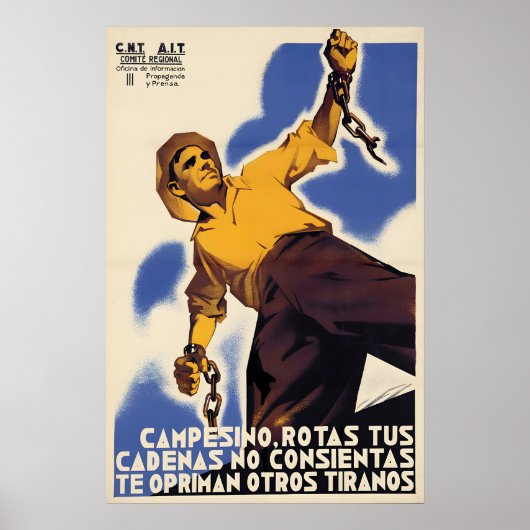 Spanish Civil War Poster Peasant, break your (Devant)
