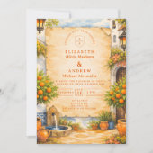 Spanish Courtyard Romance Wedding Kaart (Voorkant)