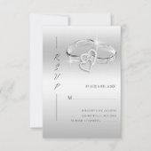 Spanish Decorative Glitzy Silver Wedding Rings RSVP Kaartje (Voorkant)