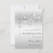 Spanish Decorative Glitzy Silver Wedding Rings  Save The Date (Voorkant)