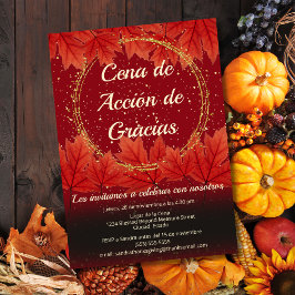 Spanish Fall verlaat Glitter Thanksgiving Diner Kaart