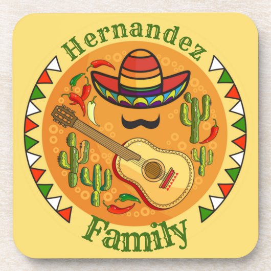 Spanish Fiesta Personalized NAME Fun Cinco De Mayo Bier Onderzetter (Voorkant)