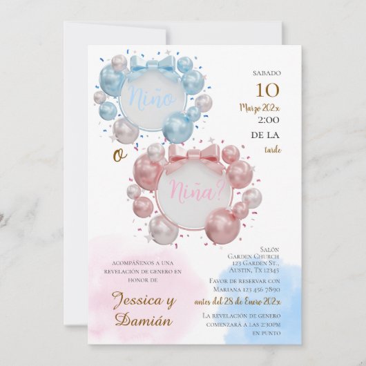 Spanish Gender Reveal Invitation (Devant)