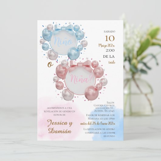 Spanish Gender Reveal Invitation (Debout devant)