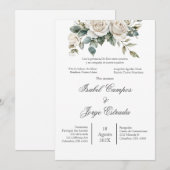 Spanish Greenery Wedding Invitation (Devant / Derrière)