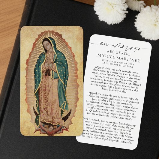 Spanish Guadalupe In Loving Memory Prayer Card