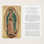 Spanish Guadalupe In Loving Memory Prayer Card (Devant & derrière)
