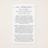 Spanish Guadalupe In Loving Memory Prayer Card (Dos)