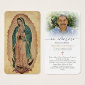 Spanish Our Lady of Guadalupe Sympathy Prayer Card (Devant & derrière)