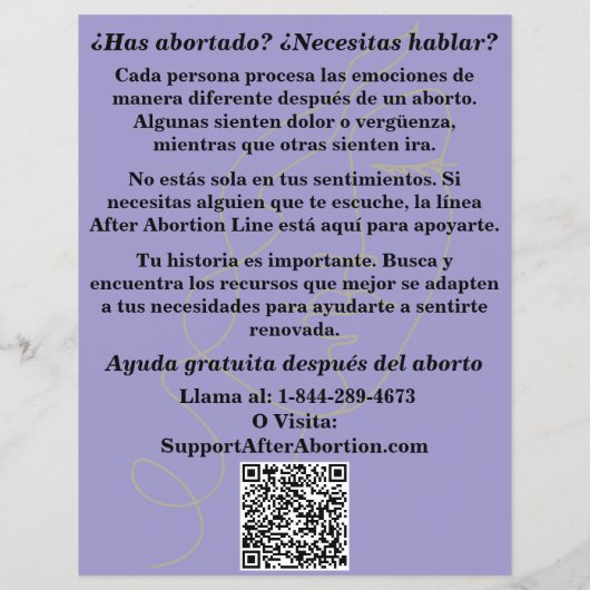Spanish Pregnancy Help/After Abortion Care Flyer (Achterkant)