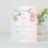 Spanish Teddy Bear Gender Reveal Invitation (Debout devant)