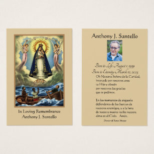 Spanish Virgin Mary Funeral Prayer Holy Card