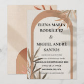 Spanish Wedding Invitation Terracotta Arch Olive Kaart (Voorkant / Achterkant)