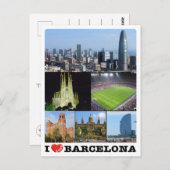 Spanje - Barcelona - I Love - Briefkaart (Voorkant / Achterkant)