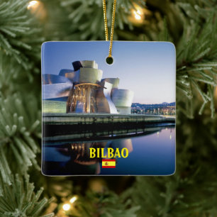 Spanje: Bilbao Panoramic Kerstmis Keramisch Ornament