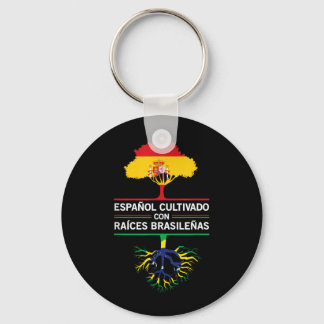 Spanje Brazilië Vlaggen Erfgoed Cadeau Expat Fans Sleutelhanger
