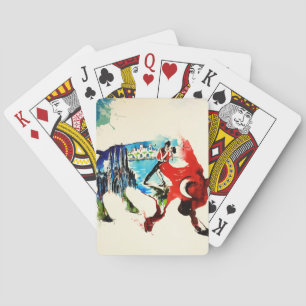 Spanje Bull Vintage Travel Love Waterverf Pokerkaarten