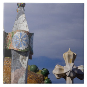 Spanje, Catalonië, Barcelona. Casa Batllo (1906).  Tegeltje