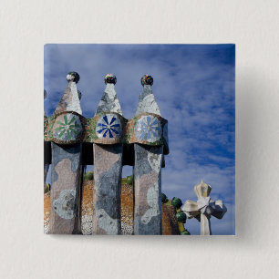 Spanje, Catalonië, Barcelona. Casa Batllo (1906). Vierkante Button 5,1 Cm