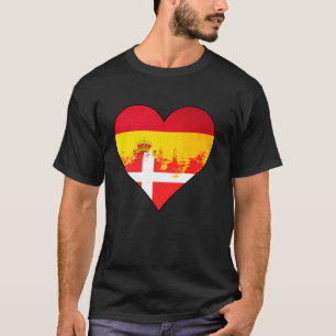 Spanje en Deens Hart Erfgoed Vlag T-shirt