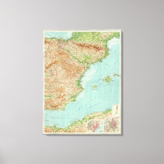 Spanje en Portugal oostelijk deel Canvas Afdruk (Voorkant)