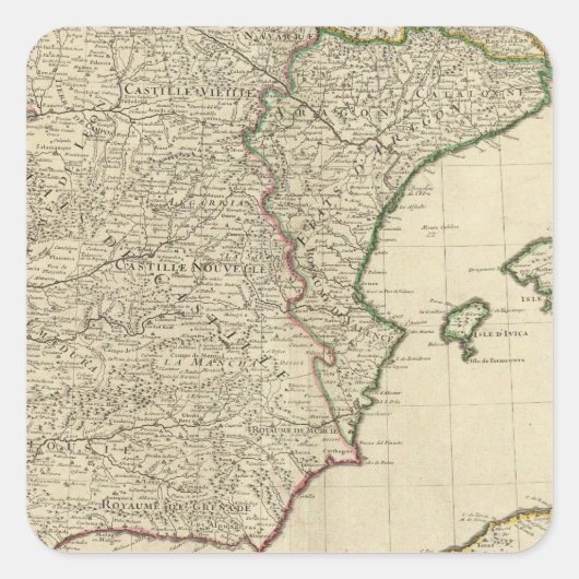 Spanje en Portugal Vierkante Sticker (Voorkant)