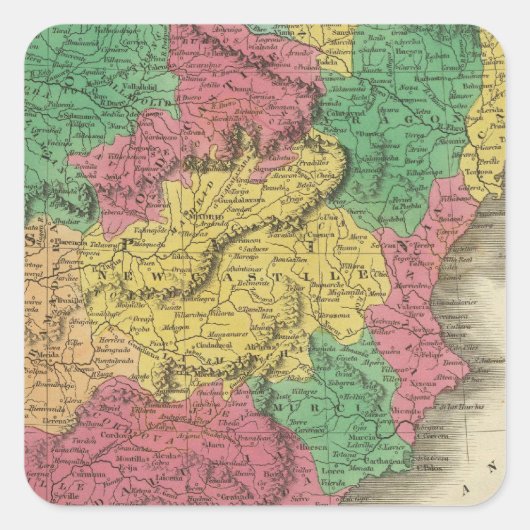 Spanje en Portugal Vierkante Sticker (Voorkant)